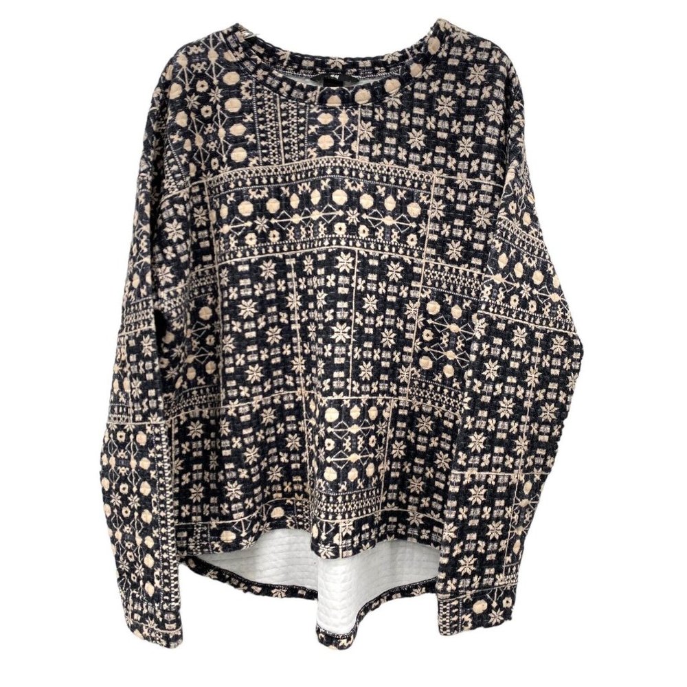 H&M Black‎ Snowflake Quilted High Low Sweater Medium Winter Fall Christmas Top